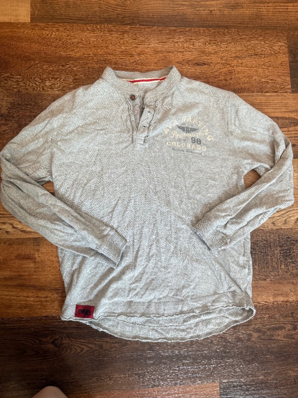 Vintage Gray long sleeve, quarter button up